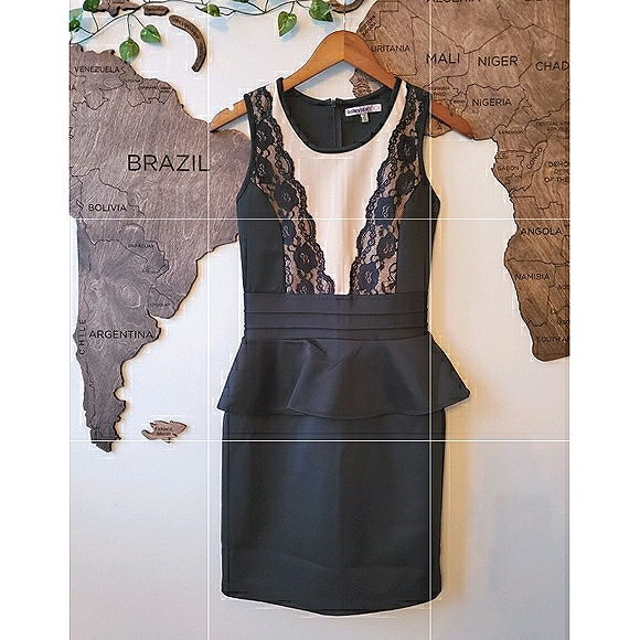 NWOT🔥Lacy High-Low Peplum Cocktail/Office Dress - Picture 2 of 5